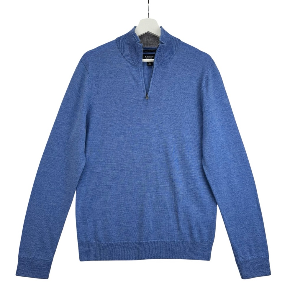 Nordstrom Men’s Shop 100% Merino Wool V-neck Quarter Zip Sweater Size Medium